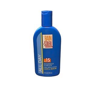 NEW Bain De Soleil All Day SPF 15 Waterproof Sunblock 4 Oz